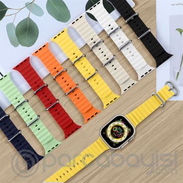 Ally Apple Watch 7-8 45mm 6-5-4 44mm Marine Silikon Kayış Kordon 3-2-1 42mm