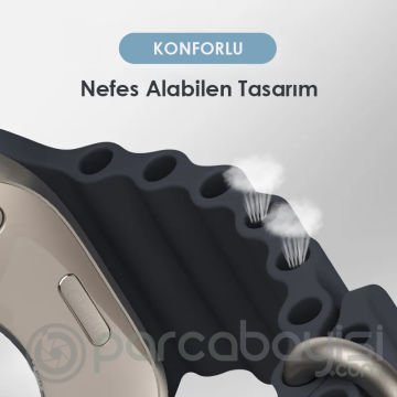 Ally Apple Watch 7-8 45mm 6-5-4 44mm Marine Silikon Kayış Kordon 3-2-1 42mm
