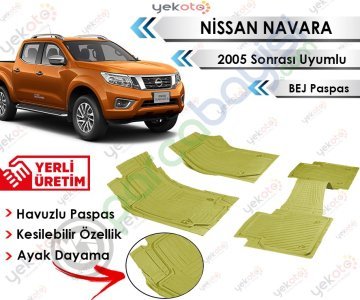 Nissan Navara 2005 Sonrası Uyumlu Havuzlu Kesilebilir Bej Paspas