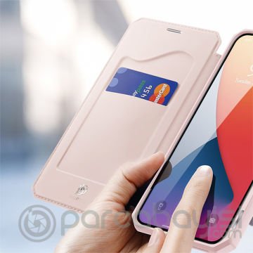 DUX DUCİS iPhone 12 Mini Kılıf Mıkantıslı Kapaklı Flip Cover Kılıf Skin X Series Flip Case