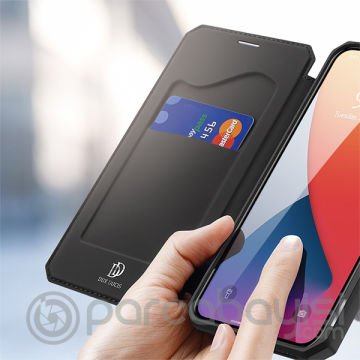 DUX DUCİS iPhone 12 Mini Kılıf Mıkantıslı Kapaklı Flip Cover Kılıf Skin X Series Flip Case