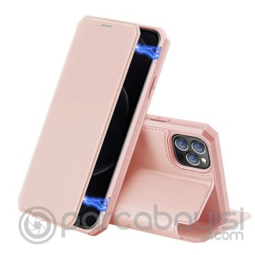 DUX DUCİS iPhone 12 Pro Max Kılıf Mıkantıslı Kapaklı Flip Cover Kılıf Skin X Series Flip Case