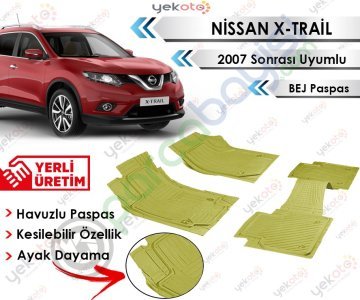 Nissan X-Trail 2007 Sonrası Uyumlu Havuzlu Kesilebilir Bej Paspas