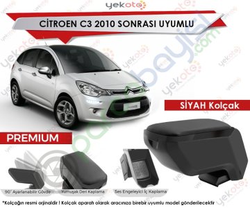 Citroen C3 2010 Sonrası Uyumlu Siyah Kolçak Kol Dayama Ultra Kaliteli