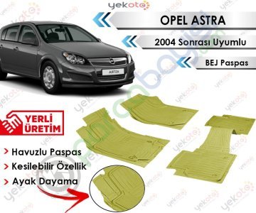 Opel Astra 2004 Sonrası Uyumlu Havuzlu Kesilebilir Bej Paspas