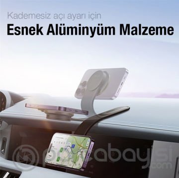 Baseus C02 Pro Kablosuz Araç Şarj Aleti Torpido Üstü Manyetik Telefon Tutucu