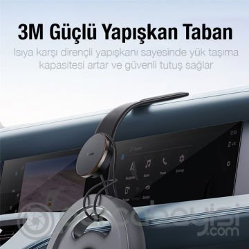 Baseus C02 Pro Kablosuz Araç Şarj Aleti Torpido Üstü Manyetik Telefon Tutucu