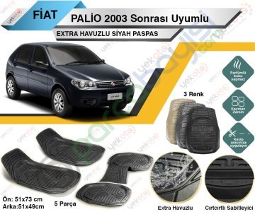 Fiat Palio 2003 Sonrası Uyumlu Extra Havuzlu Kesilebilir Siyah Paspas