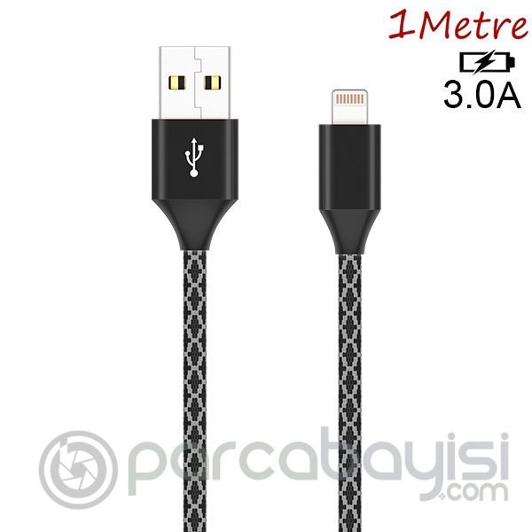 Ally İPhone 13-12 11  3.0A Hızlı Halat Usb Şarj Kablosu 1MM