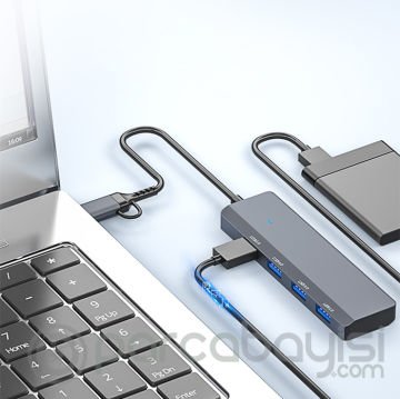 ALLY ADS-305D 4in1 USB-Type-C to 4X USB3.0 HUB Çoğaltıcı Çevirici Dönüştürücü Adaptör