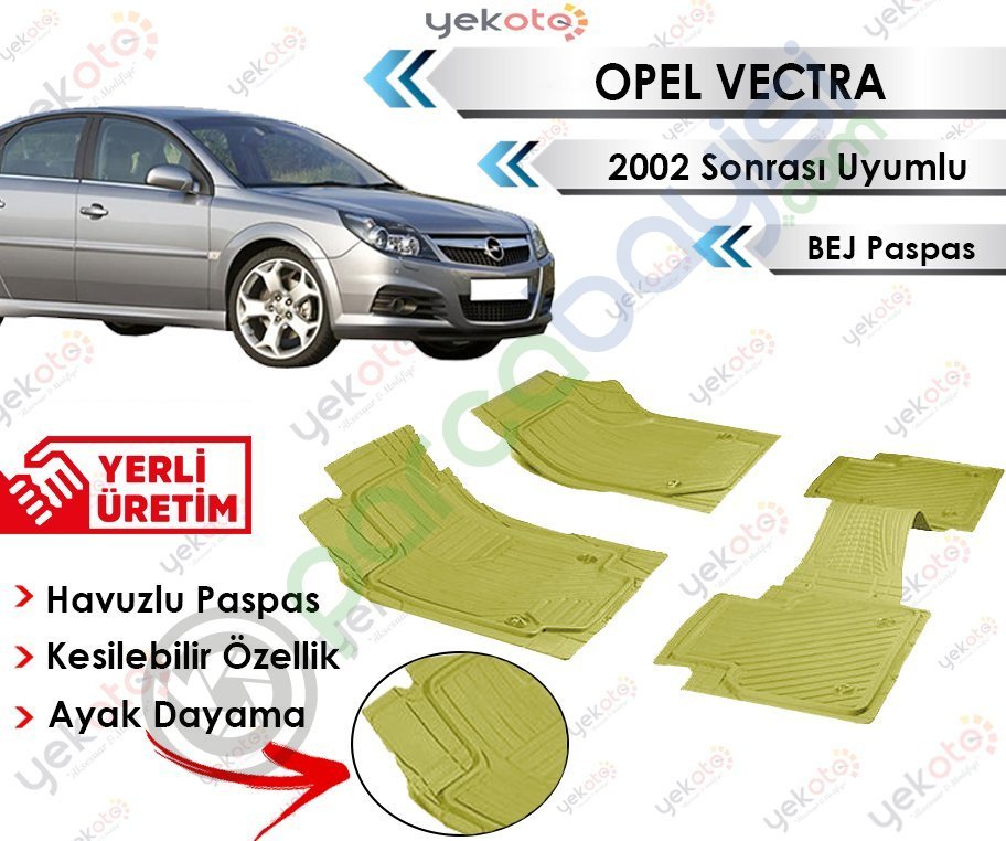 Opel Vectra 2002 Sonrası Uyumlu Havuzlu Kesilebilir Bej Paspas