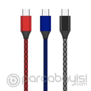 Ally Usb TYPE C 3.0A Hızlı Kopmaz Halat Usb Şarj Kablosu 1MM