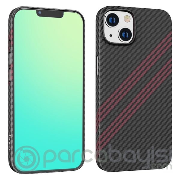 Hoco iPhone 14 Plus 6.7 Kılıf Kevlar Texture Darbe Emici Telefon Kılıfı