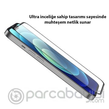 GOR iPhone 13-13 Pro 6.1 9D Hardening Tempered Full Cam Ekran Koruyucu