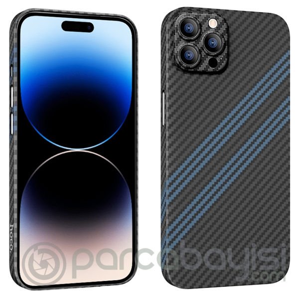 Hoco iPhone 14 Pro 6.1 Kılıf Kevlar Texture Kamera Korumalı Telefon Kılıfı