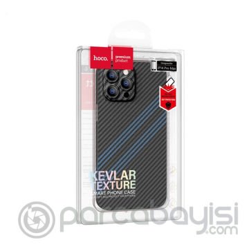 Hoco iPhone 14 Pro 6.1 Kılıf Kevlar Texture Kamera Korumalı Telefon Kılıfı