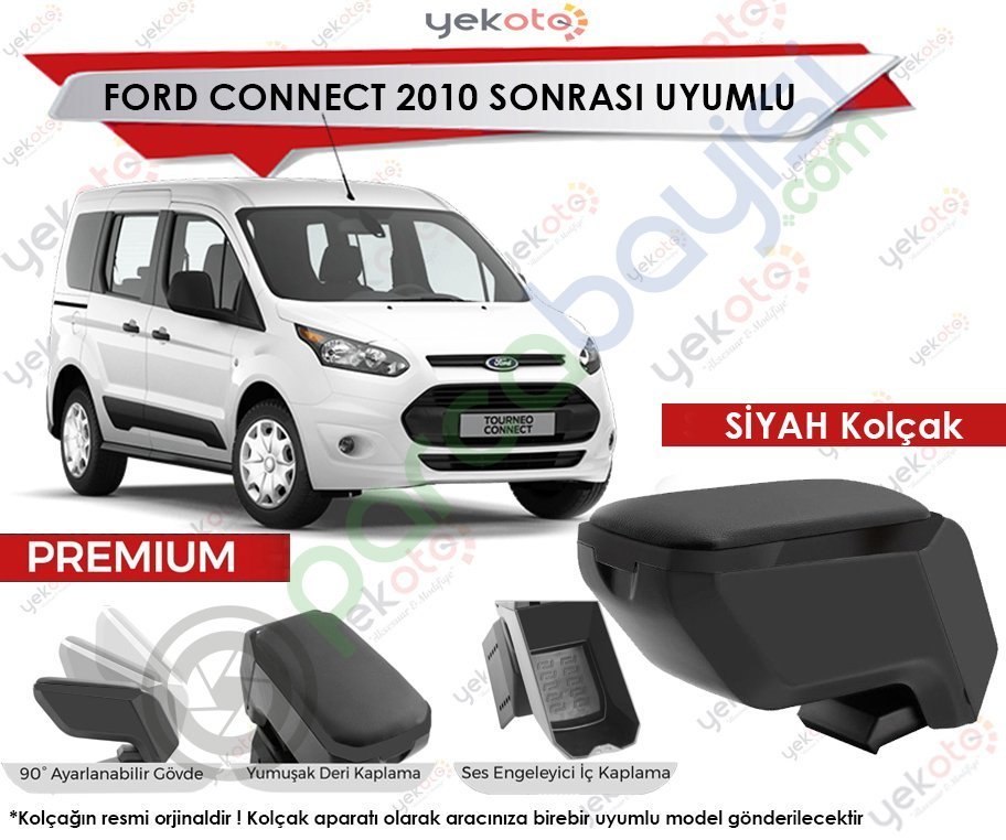 Ford Connect 2010 Sonrası Uyumlu Siyah Kolçak Kol Dayama Ultra Kaliteli
