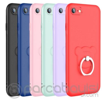 iPhone SE3-SE2 İPhone 8-7 Premium Fit Darbe Emici Yüzüklü Silikon Kılıf