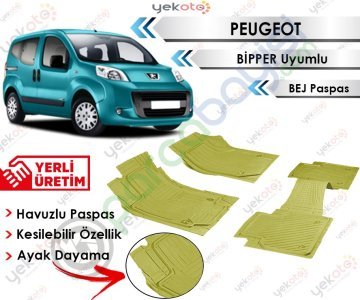 Peugeot Bipper Uyumlu Havuzlu Kesilebilir Bej Paspas