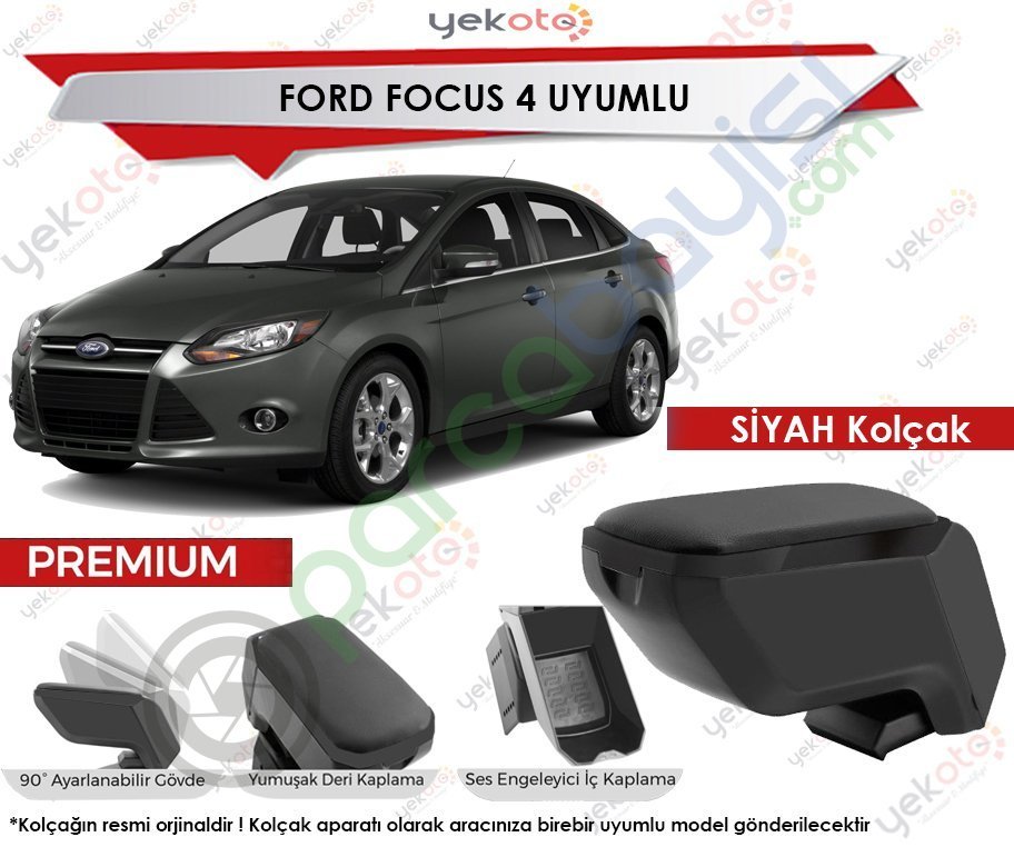 Ford Focus 4 Uyumlu Siyah Kolçak Kol Dayama Ultra Kaliteli