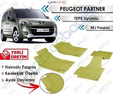 Peugeot Partner Tepe Uyumlu Havuzlu Kesilebilir Bej Paspas