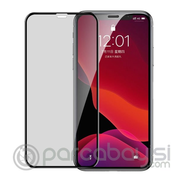 Baseus İPhone 11 Pro- XS-X  0,23mm Anti Spy Çerçeveli Tempered Cam Ekran Koruyucu