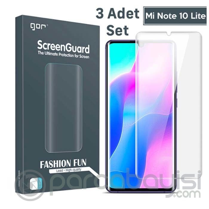 Gor Xiaomi Mi Note 10  Lite 3D Kavisli Darbe Emici Full Ekran Koruyucu 3 Adet Set