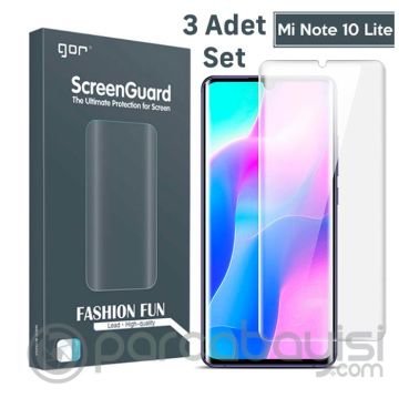 Gor Xiaomi Mi Note 10  Lite 3D Kavisli Darbe Emici Full Ekran Koruyucu 3 Adet Set