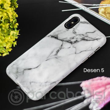 İphone X Xs Mermer Taş Görünümlü Soft Silikon Kılıf