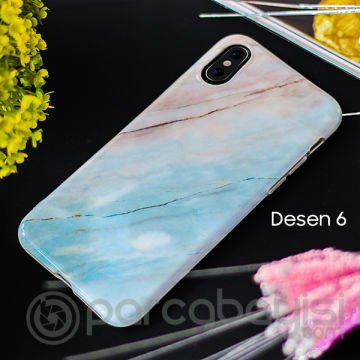 İphone X Xs Mermer Taş Görünümlü Soft Silikon Kılıf
