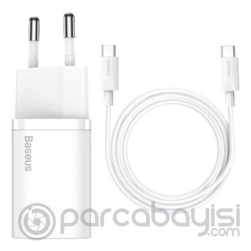 Baseus Super Si 1C 25W Hızlı Şarj Adaptörü + 3A Type-C to Type-C 1m Şarj Kablosu