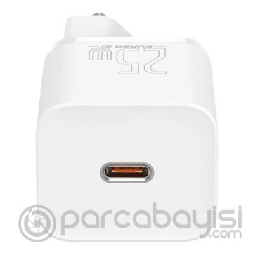 Baseus Super Si 1C 25W Hızlı Şarj Adaptörü + 3A Type-C to Type-C 1m Şarj Kablosu