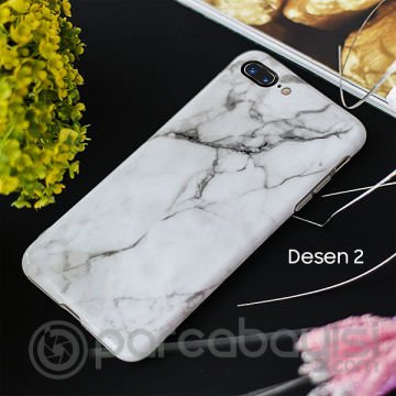 İphone 7 Plus İphone 8 Plus Mermer Taş Görünümlü Soft Silikon Kılıf