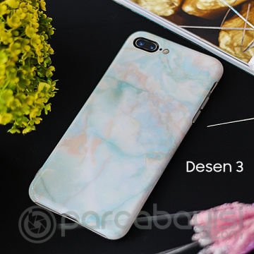 İphone 7 Plus İphone 8 Plus Mermer Taş Görünümlü Soft Silikon Kılıf