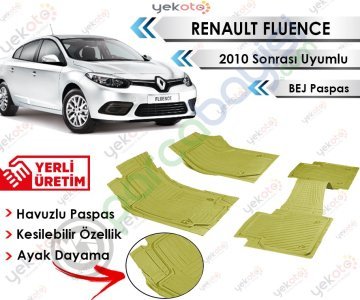 Renault Fluence 2010 Sonrası Uyumlu Havuzlu Kesilebilir Bej Paspas