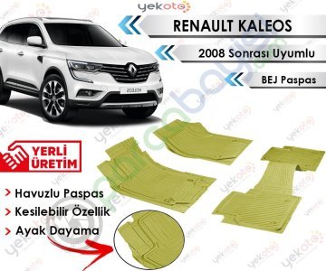 Renault Kaleos 2008 Sonrası Uyumlu Havuzlu Kesilebilir Bej Paspas