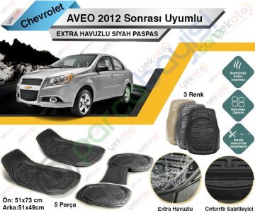 Chevrolet Aveo 2012 Sonrası Uyumlu Extra Havuzlu Kesilebilir Siyah Paspas