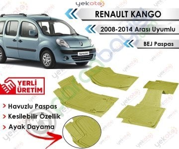 Renault Kango 2008-2014 Arası Uyumlu Havuzlu Kesilebilir Bej Paspas