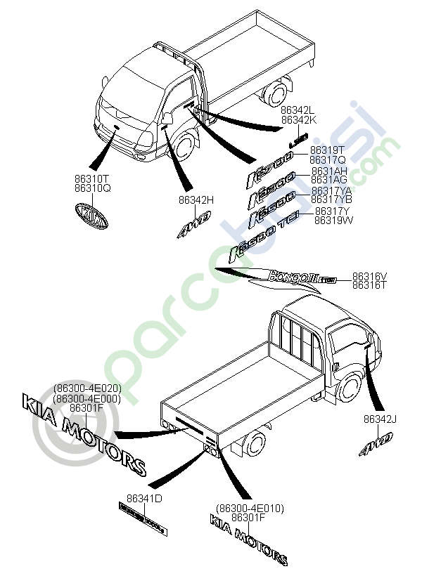 Bongo Amblem Arka Kasa Kia Motors Orjinal | 863004E020