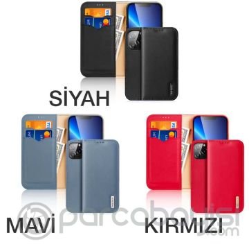 Dux Ducis iPhone 13 Pro Max Kılıf Mıknatıslı Cüzdanlı Deri Kılıf Hivo Series