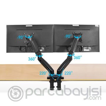 NB F160 Çift Kol Amortisörlü Monitör Tutucu 17-30'' LCD LED Monitör Tutucu