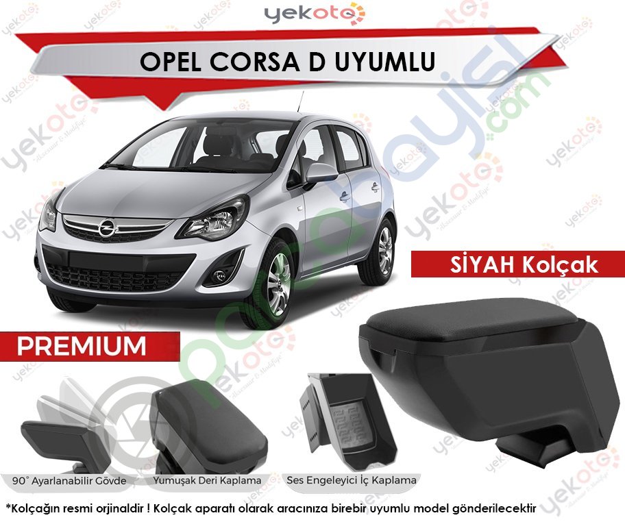 Opel Corsa D Uyumlu Siyah Kolçak Kol Dayama Ultra Kaliteli