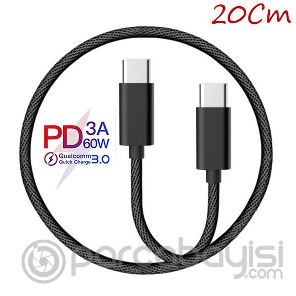 Ally Type-C -TO Type C 60w Qc3.0A Hızlı 0.20cm Kısa Şarj Kablosu