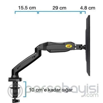 NB F80 Tek Kol Amortisörlü Monitör Tutucu 17-30'' Masa  Monitör Tutucu