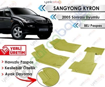 Sangyong Kyron 2005 Sonrası Uyumlu Havuzlu Kesilebilir Bej Paspas