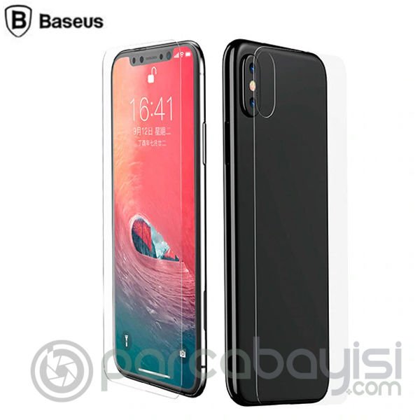Baseus İPhone XS Max 6.5 Ön Arka Full Kaplama Şeffaf Kırılmaz Cam Koruyucu 0.3mm