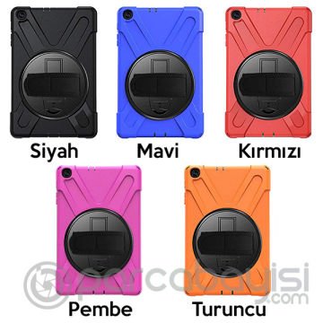 Galaxy Tab A7 10.4 SM-T500-T505-T507 Kılıf Shockproof 3 Katmanlı Standlı Zırh Kılıf Kalem Yerli
