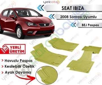Skoda İbiza 2008 Sonrası Uyumlu Havuzlu Kesilebilir Bej Paspas
