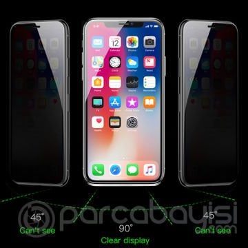 Baseus İPhone 11 Pro Max- XS Max 3D Anti-Peep Privacy Gizlilik Cam Ekran Koruyucu
