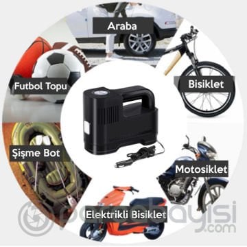 ST-217 12V Taşınabilir Hava Pompası Kompresör Araç Lastik Şişirme Makinesi